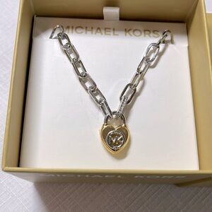 NEW Michael Kors two-toned necklace. Silver & gold tones. Chain link Box incl